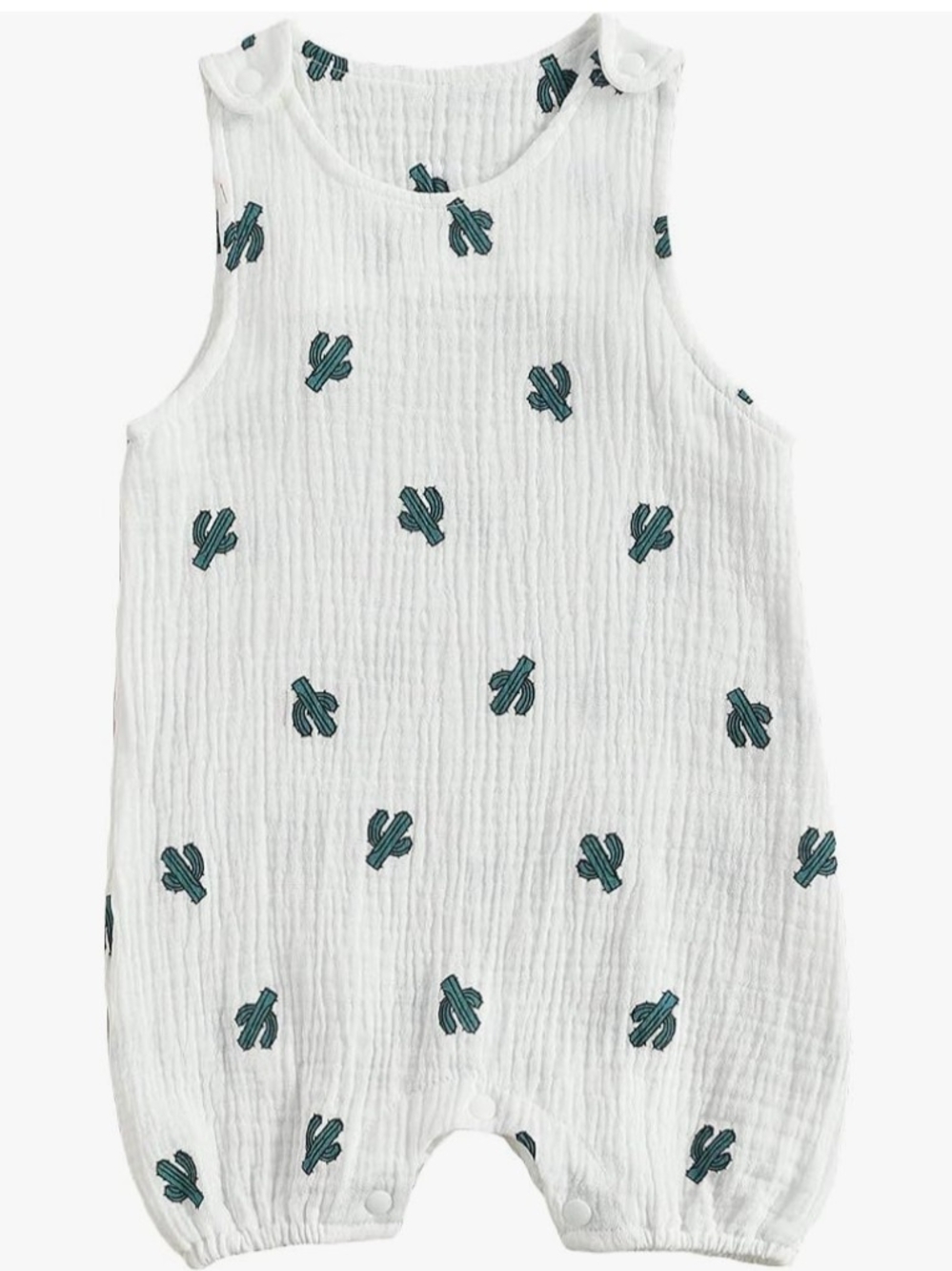 Baby/Crawl Cactus Muslin Romper - White
